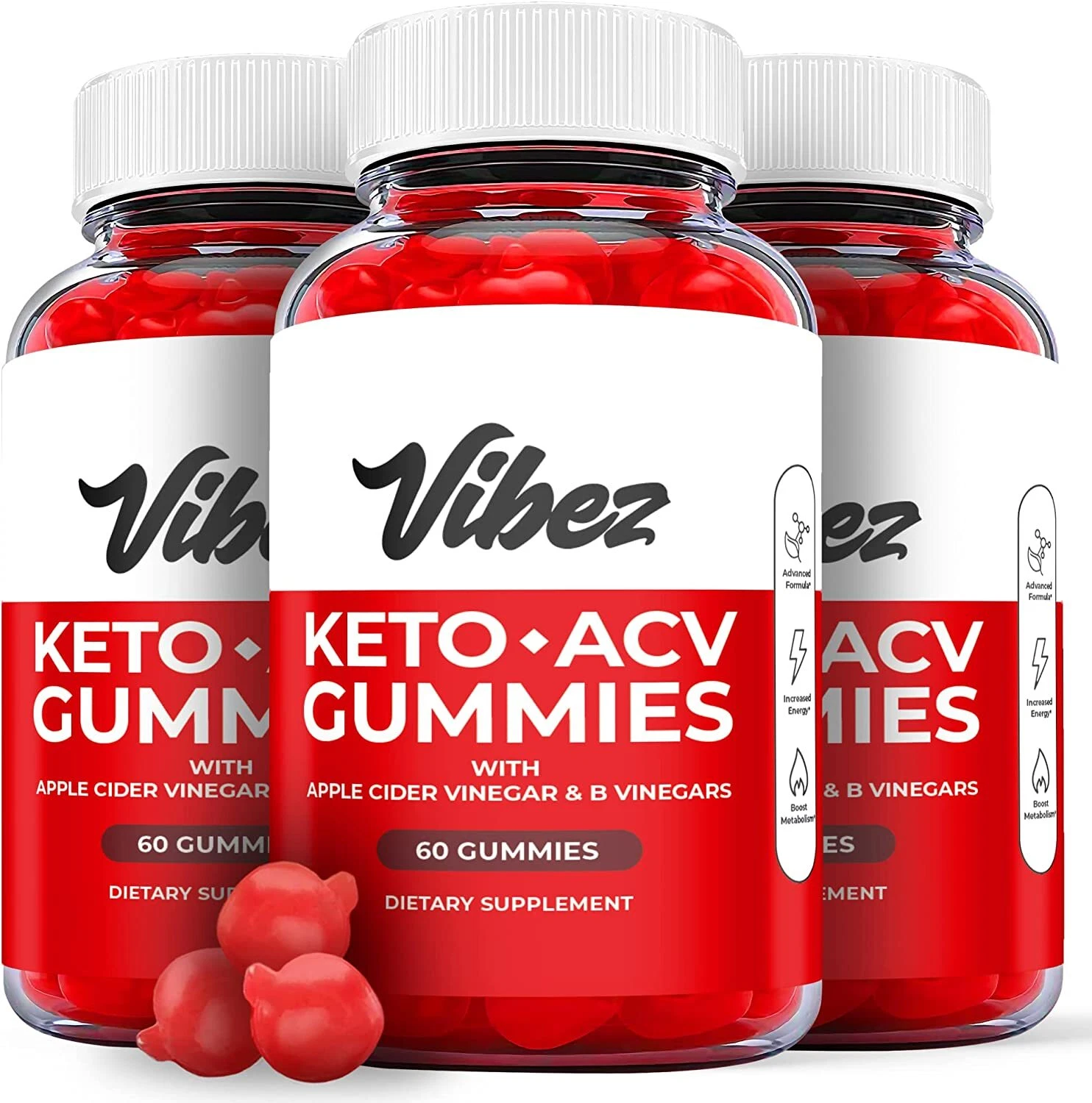 3 Pack - Vibez Keto ACV Gummies, Weight Loss, Appetite Suppressant-180 Gummies