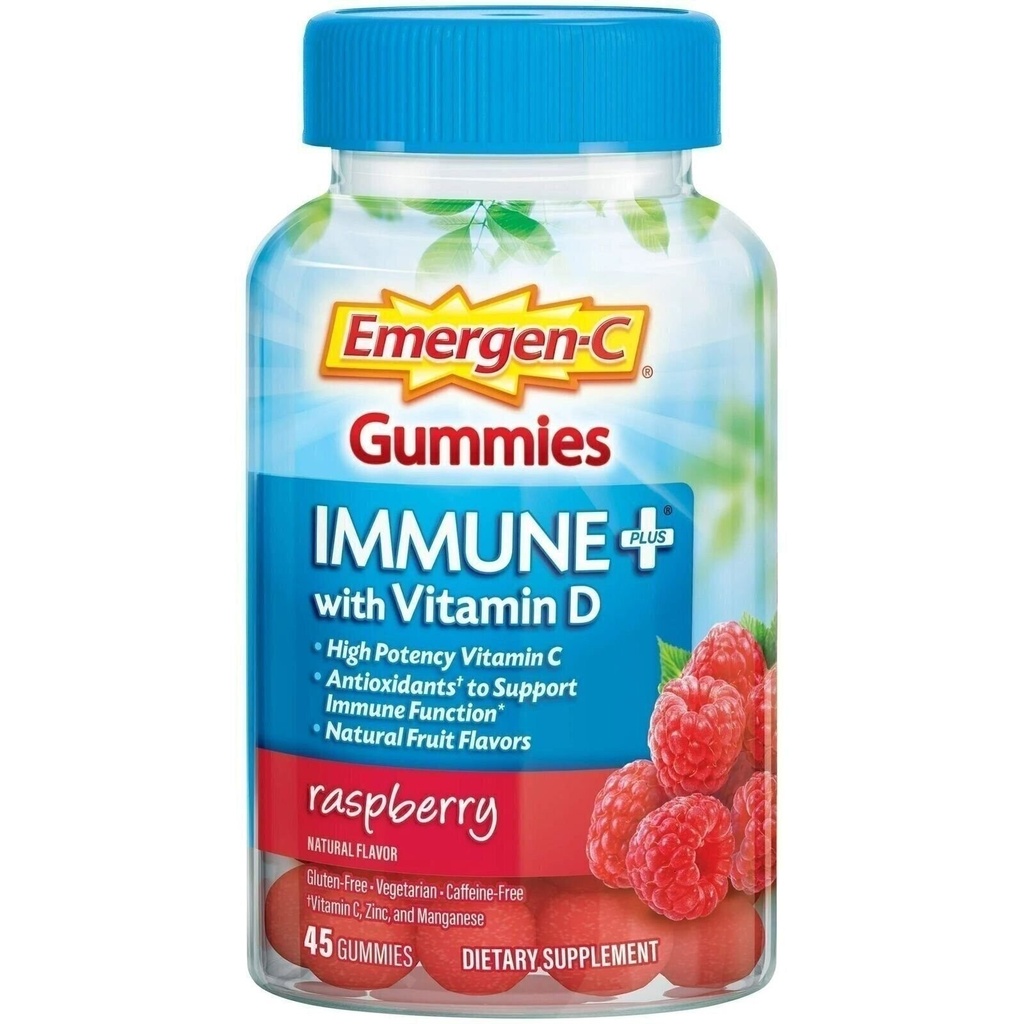 Emergen-C Immune Plus With Vitamin D Gummies Raspberry Flavor, 45 Ea