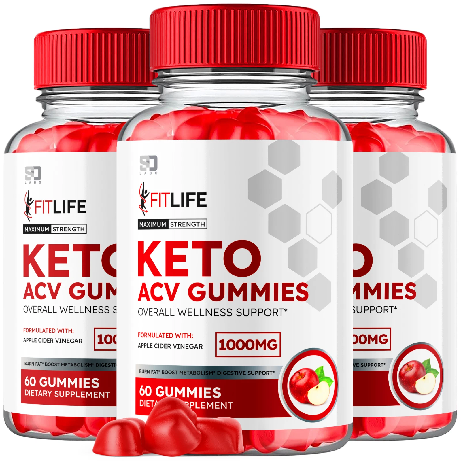(3 Pack) Fitlife Keto Gummies, Fit Life ACV Gummies Weight Loss (180 Gummies)