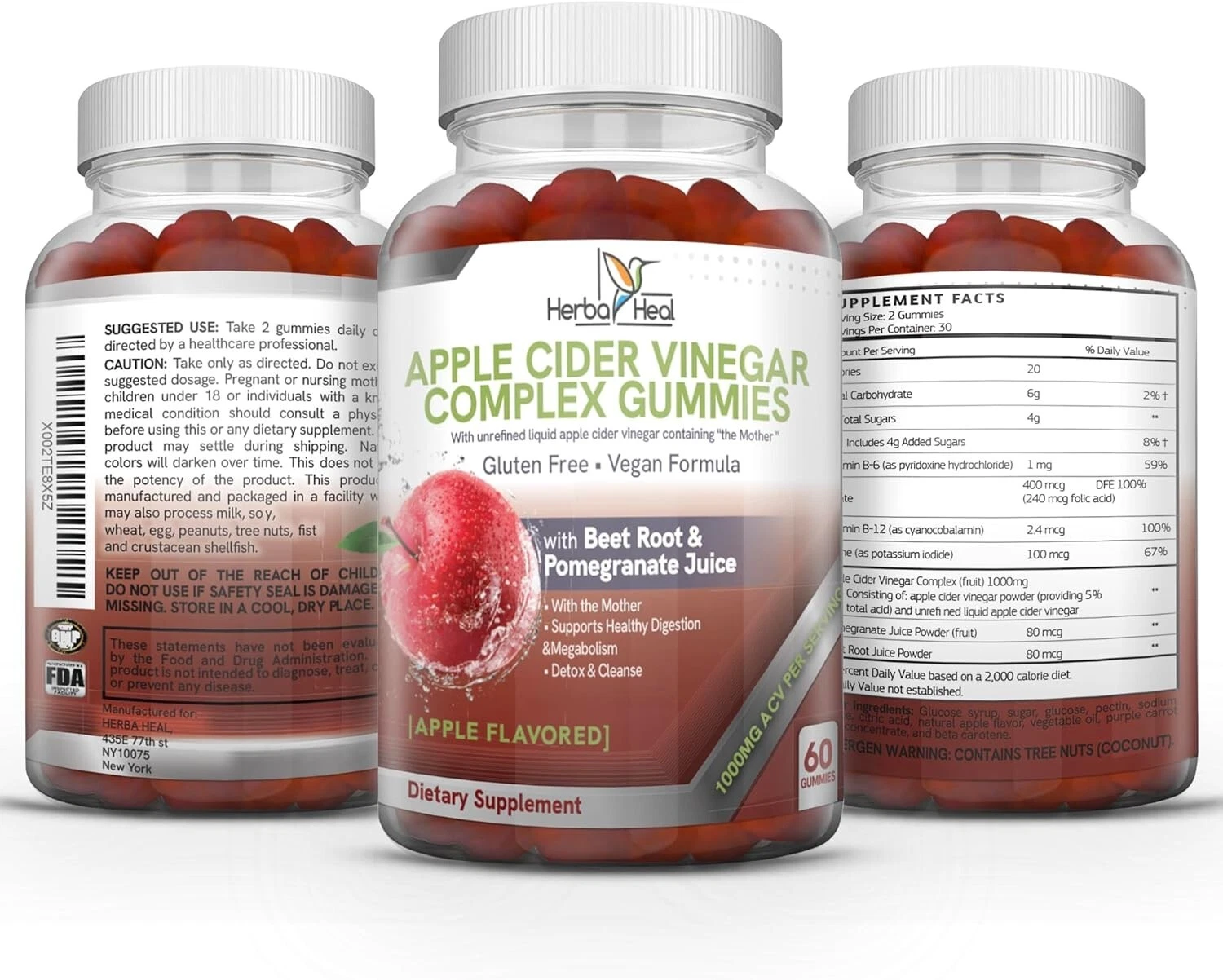 Herba Heal - ACV Apple Cider Vinegar Gummies - Apple Flavored - EXP03/26 NEW