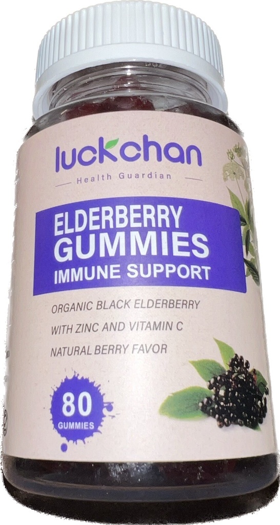 LuckChan Organic Black Elderberry 80 Gummies Immune Support