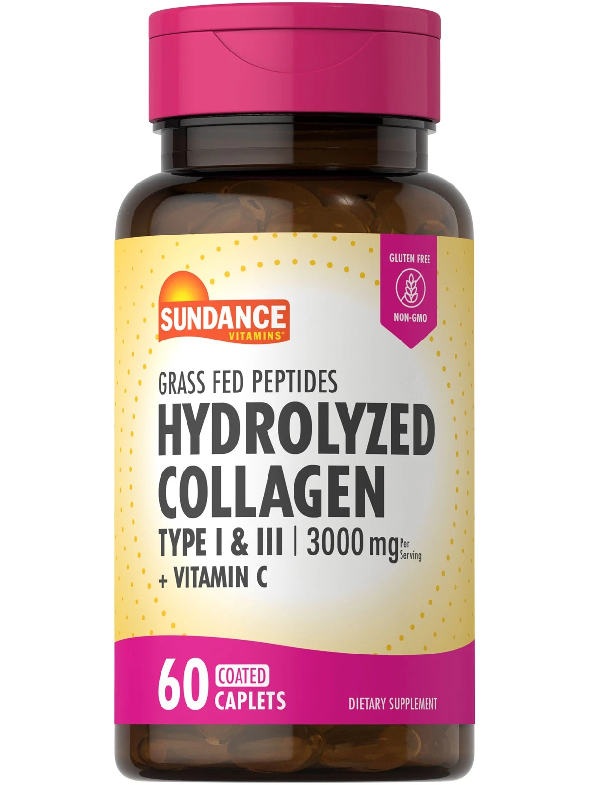 Hydrolyzed Collagen Peptides 1000mg | Type I & II | 60 Caplets | by Sundance