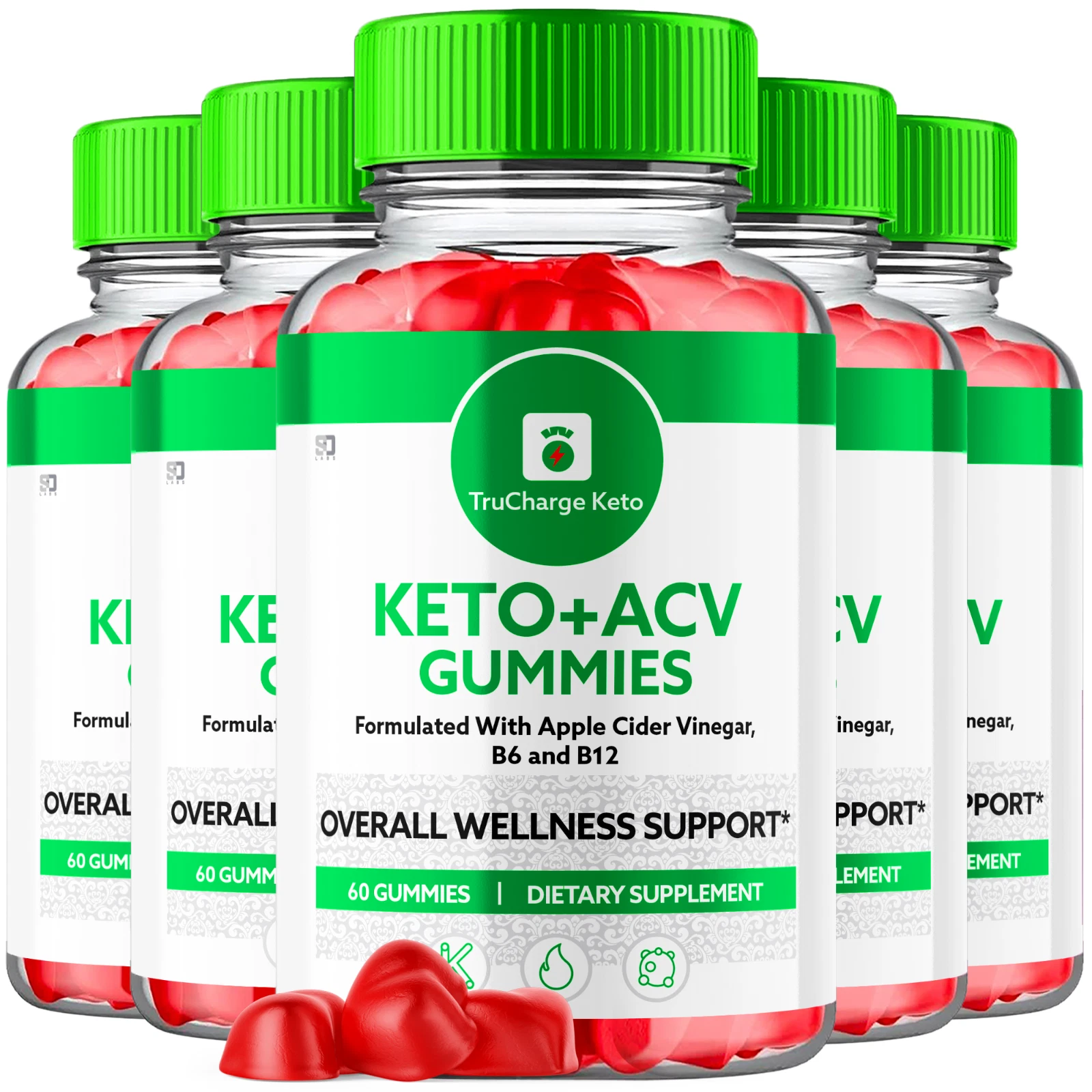 (5 Pack) TruCharge Keto Gummies - ACV Gummies For Balanced Lifestyle - 300 Gums