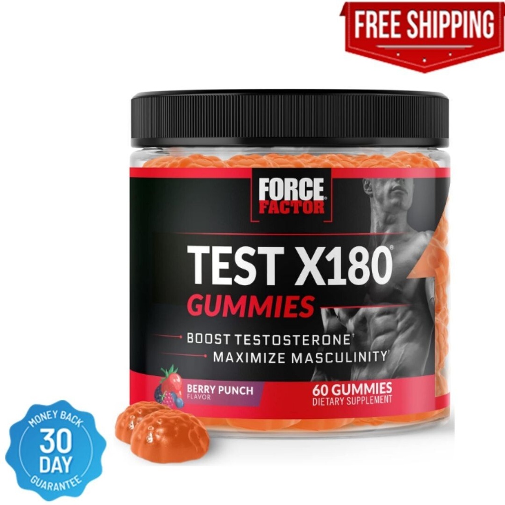 Force Factor Test X180 Gummies Testosterone Booster, 60 Gummies
