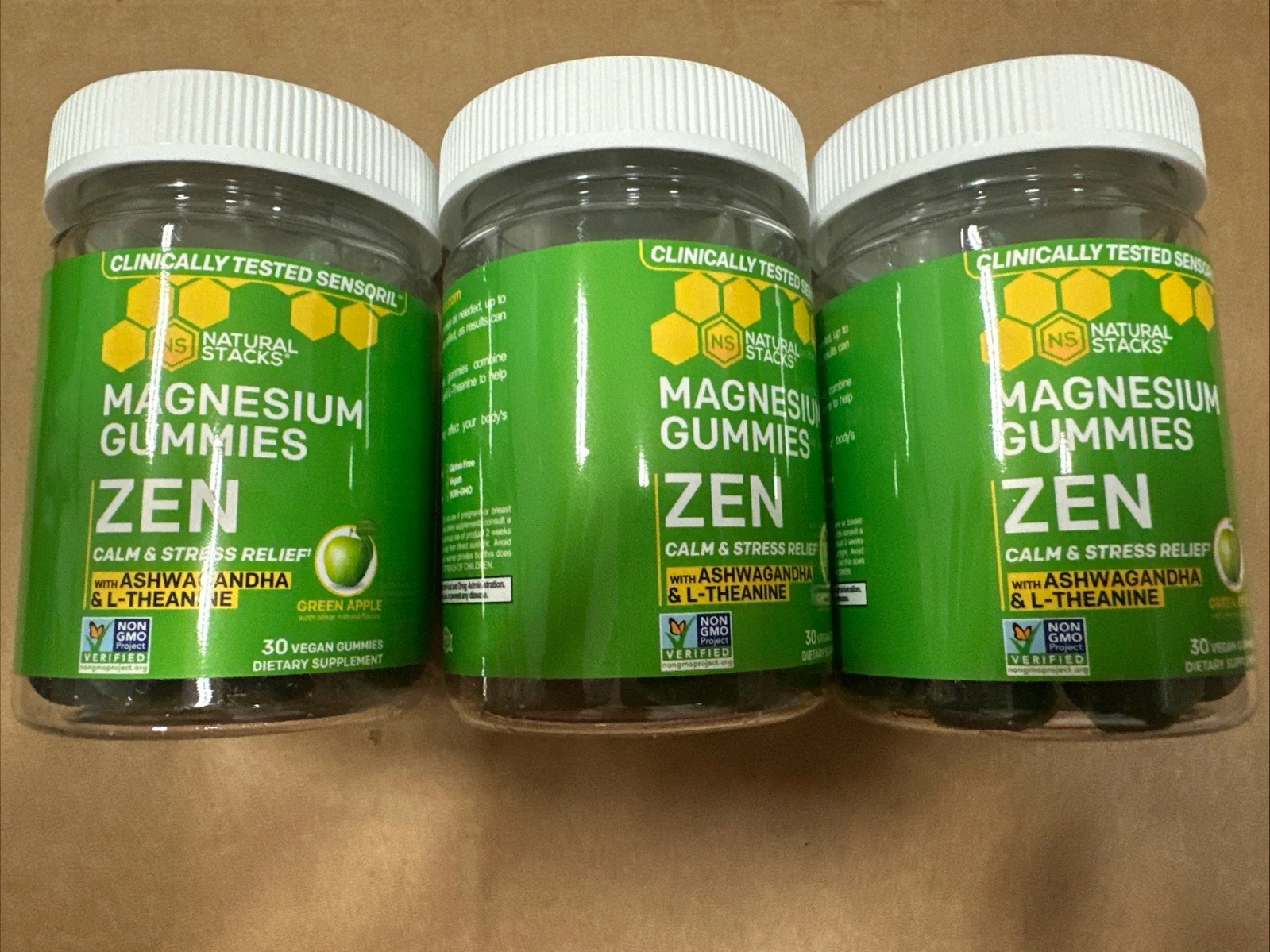 3 Packs Magnesium Gummies, Zen, Green Apple, 30 Vegan Gummies Exp 07-2025