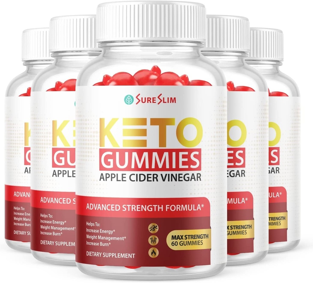 5 Pack-Sure Slim Keto ACV Gummies, Vegan, Weight Loss Supplement - 300 Gummies