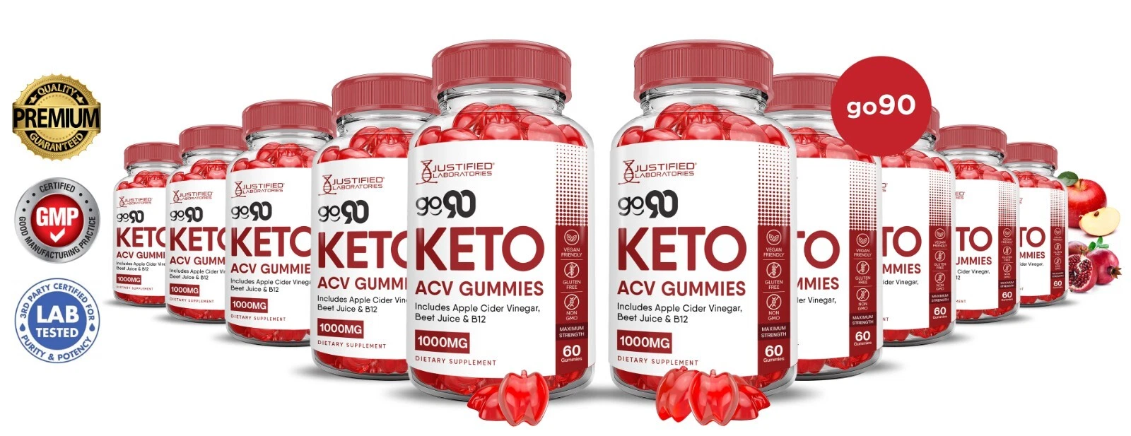 Go 90 Keto ACV Gummies 1000MG Apple Cider Vinegar 600 Gummys