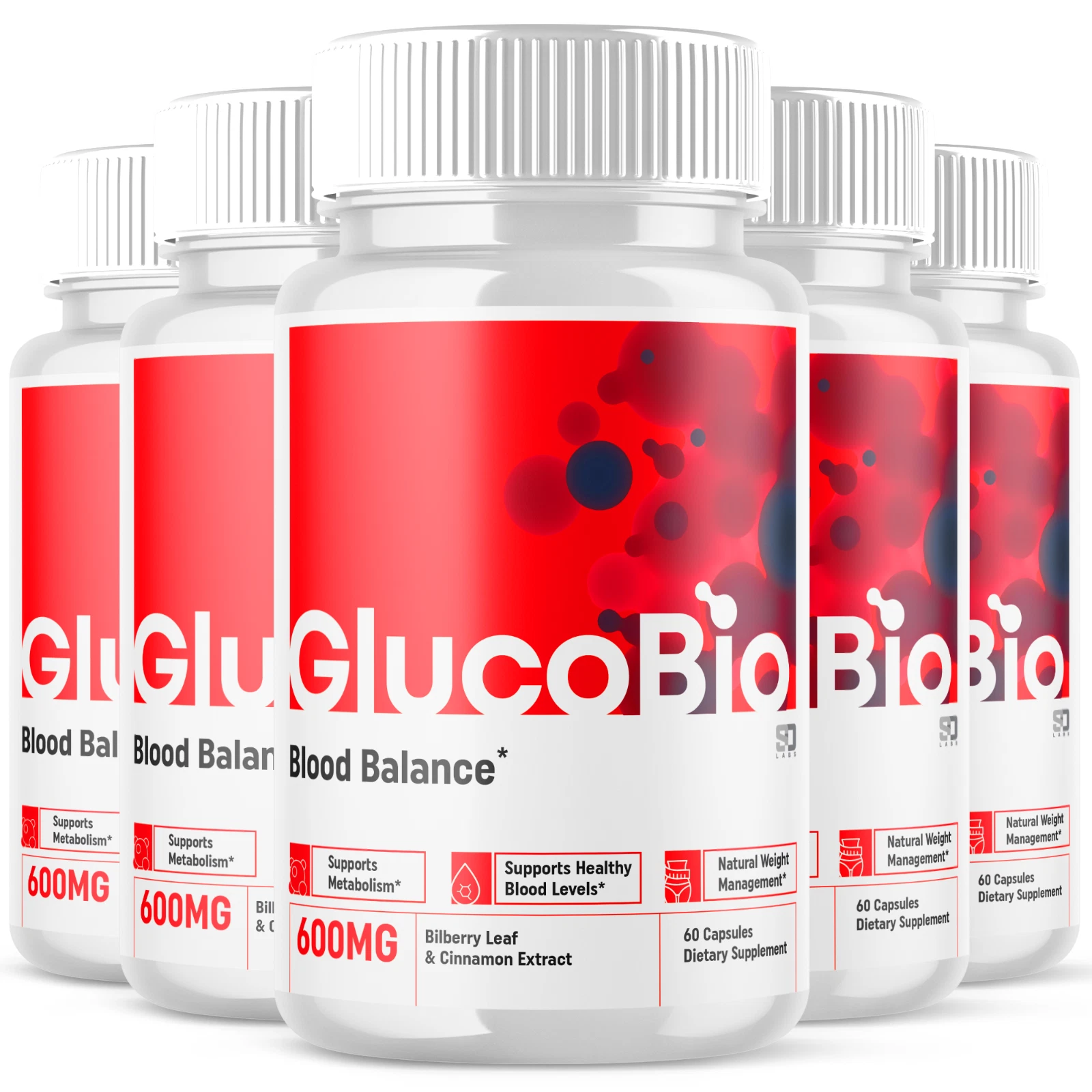 GlucoBio Advanced Blood Support Supplement 5 Pack