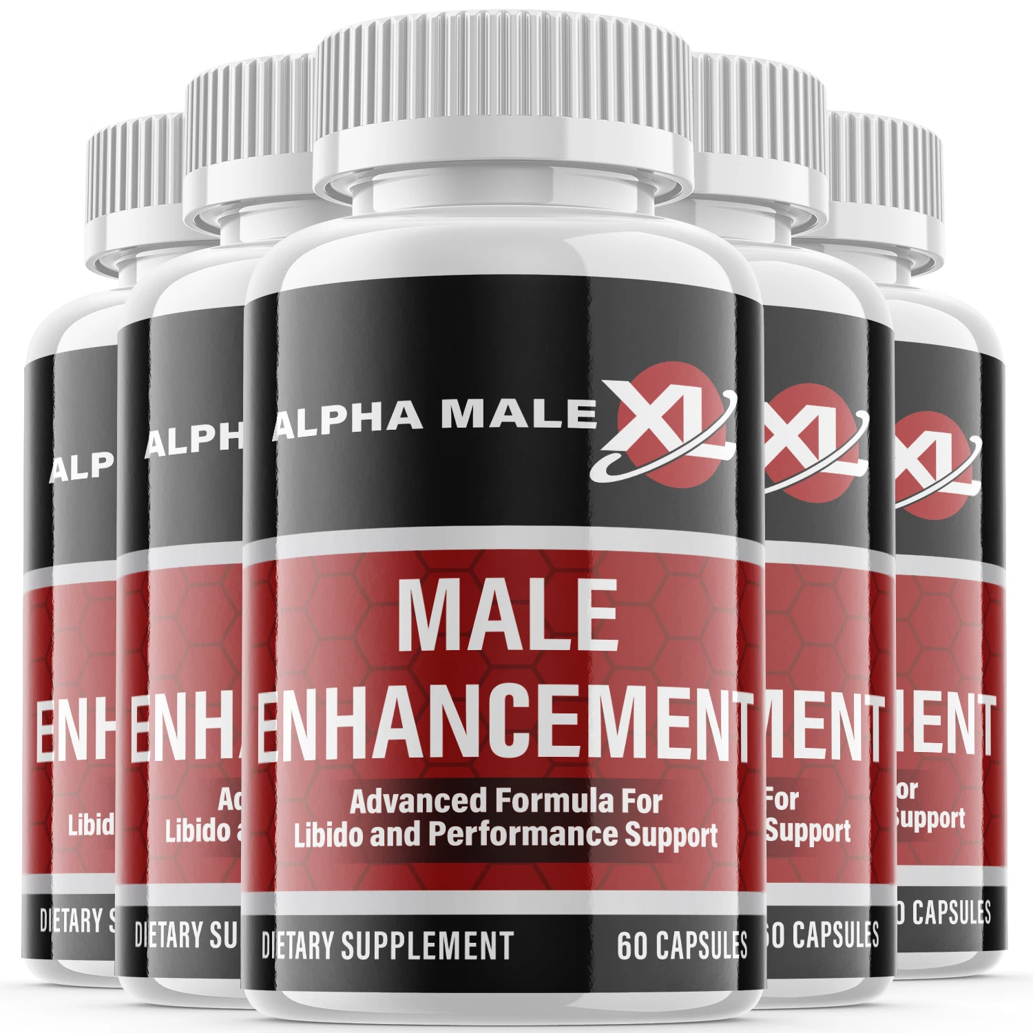 Alpha Male XL - Male Virility - 5 Bottles - 300 Capsules
