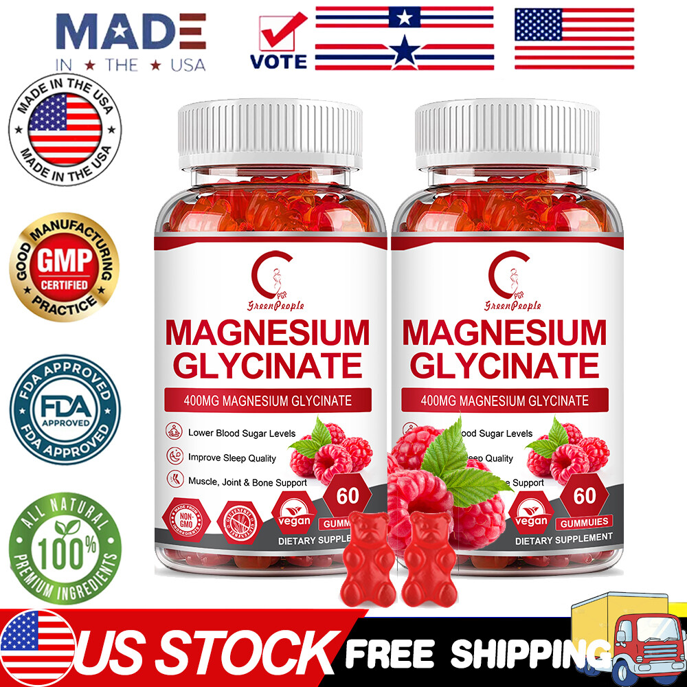 2Packs Magnesium Glycinate Gummies Bone,Heart Nervous System Health Supplement