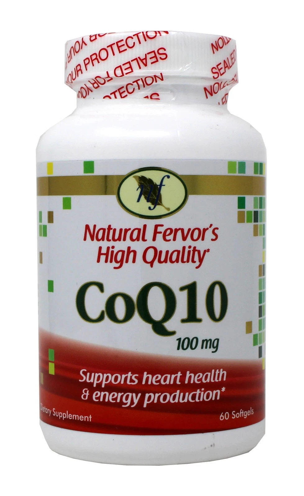 Natural Fervor's High Quality CoQ10 100mg 60 Softgels (Backdated)