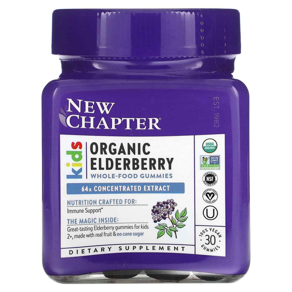 2 X New Chapter, Kids Organic Elderberry Whole-Food Gummies, Ages 2+, 30 Vegan G