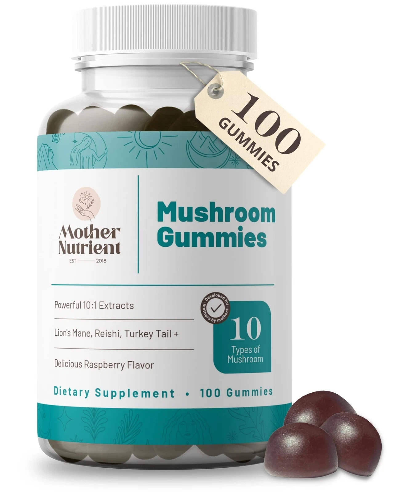 Mother Nutrient Mushroom Supplement Gummies with Pure Mushroom Extract Reishi...