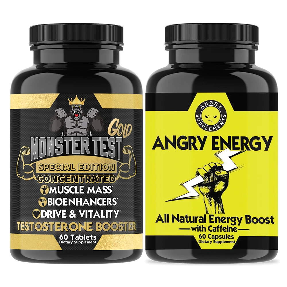 Test Booster Monster Test Gold & Angry Energy, Muscle Mass, Drive