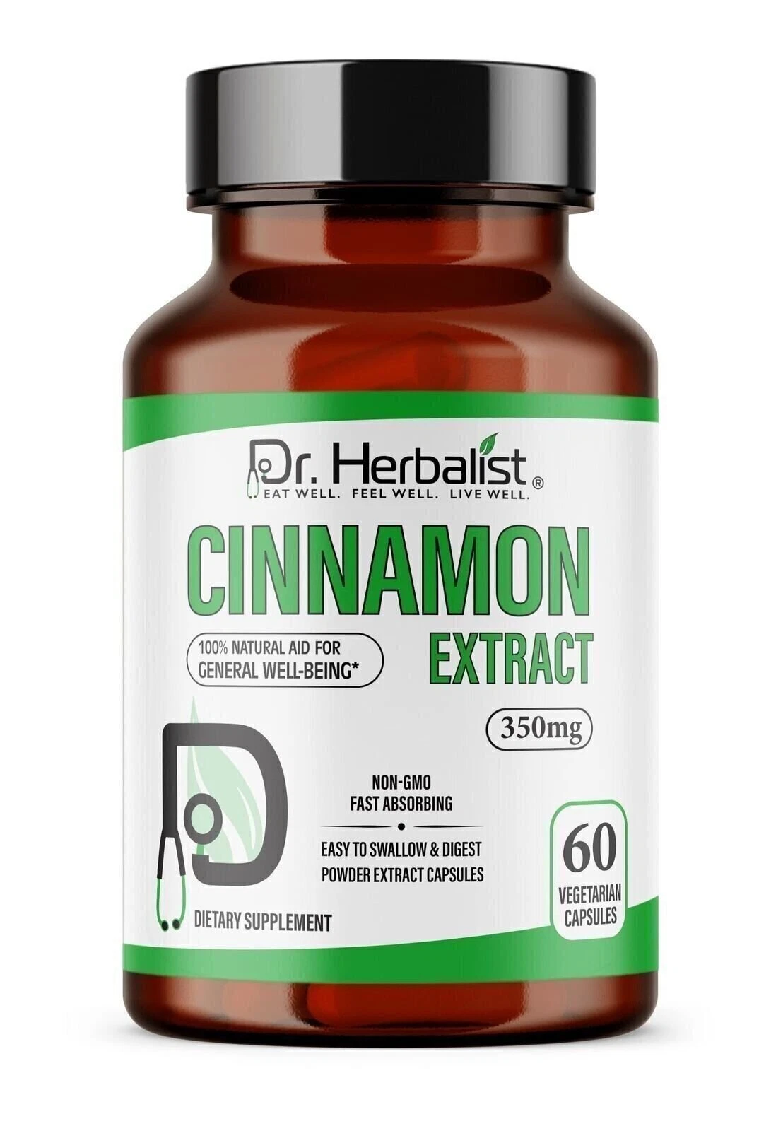 Dr. HERBALIST Cinnamon Capsules - 350mg, 60 Count | Cinnamomum Verum Extract...