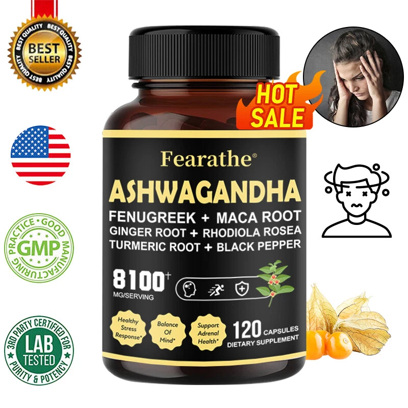 Ashwagandha 6000mg Fenugreek 550mg Maca Root 500mg Ginger Root 250mg Rhodiola