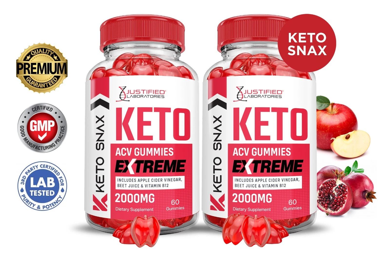 Keto Snax Extreme ACV Gummies 2000MG Apple Cider Vinegar 120 Gummys