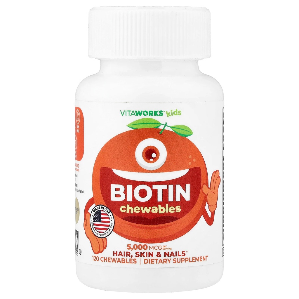 Kids, Biotin Chewables, Orange, 120 Chewables