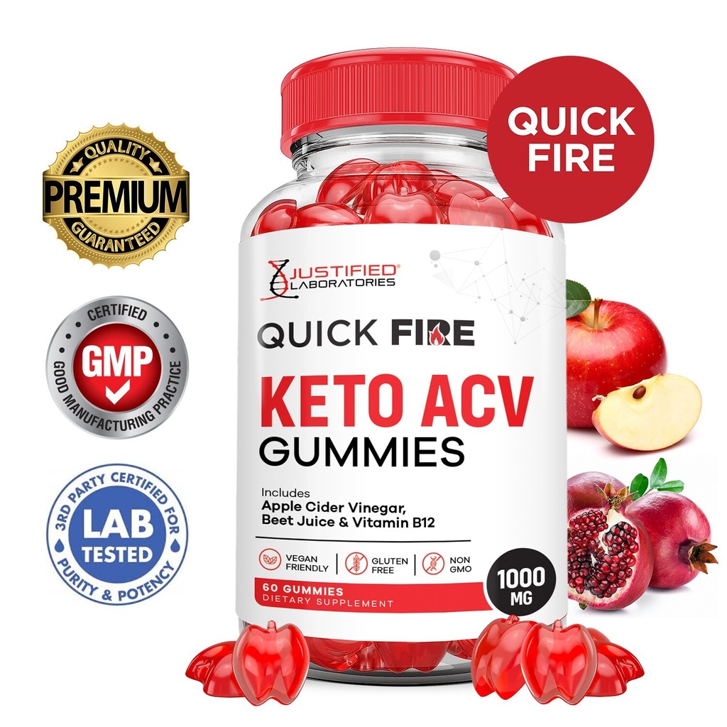 Quick Fire Keto ACV Gummies 1000MG Apple Cider Vinegar 60 Gummys