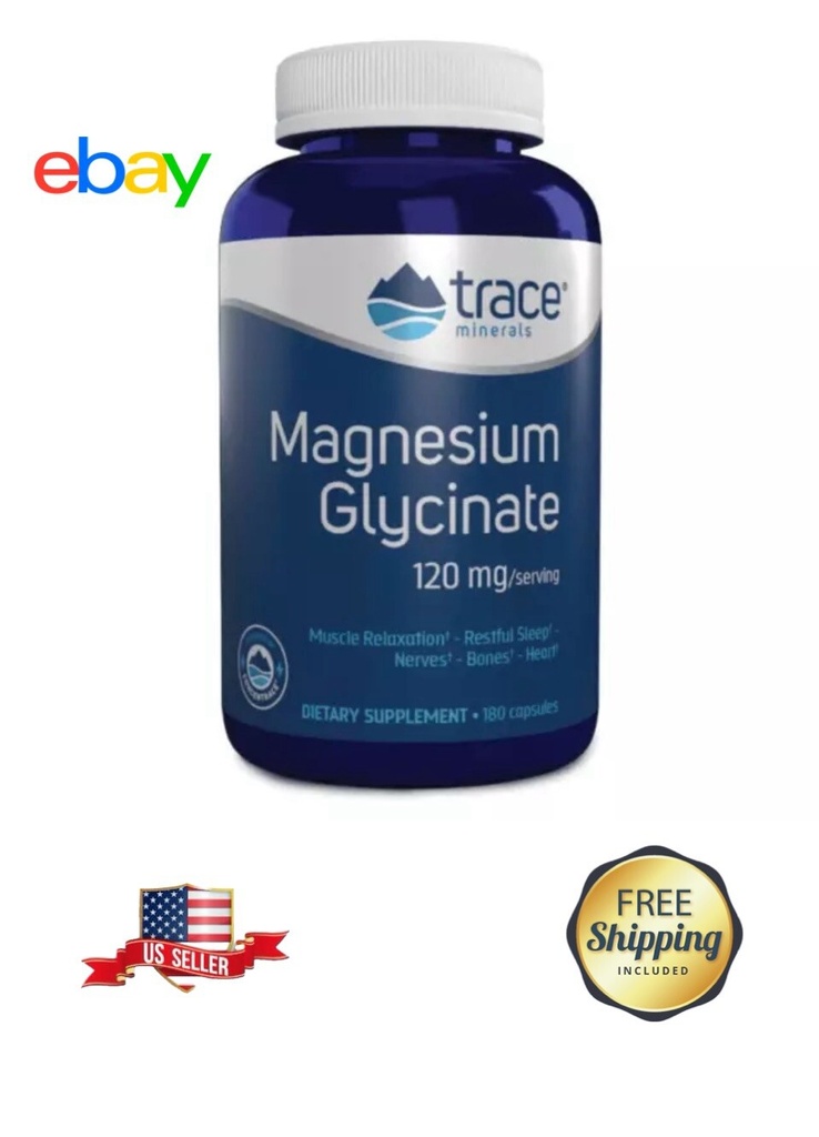 Trace Minerals Magnesium Glycinate, 120 mg-90 Capsules, Exp 9/25 *FREE SHIPPING*