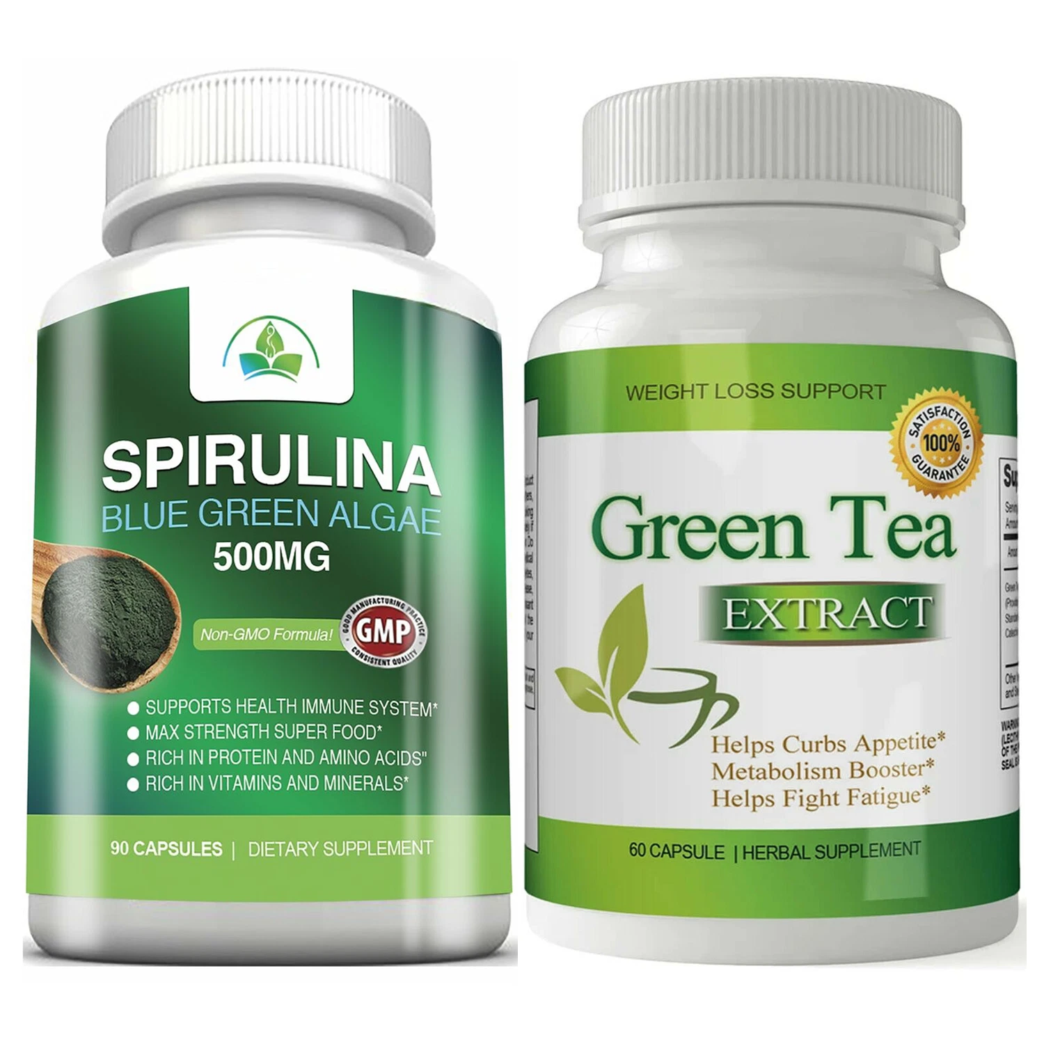 Spirulina Algae Immune Health & Green Tea Weight Loss Metabolism Booster Capsule