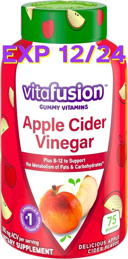 Vitafusion Apple Cider Vinegar Gummies 500mg + Vitamin B SEE PICTURE FOR DATE