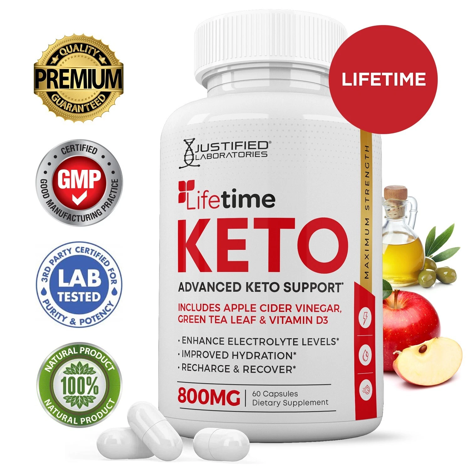 Lifetime Keto ACV Pills 1275 MG Stronger Than Gummies Keto Support 1 Bottle