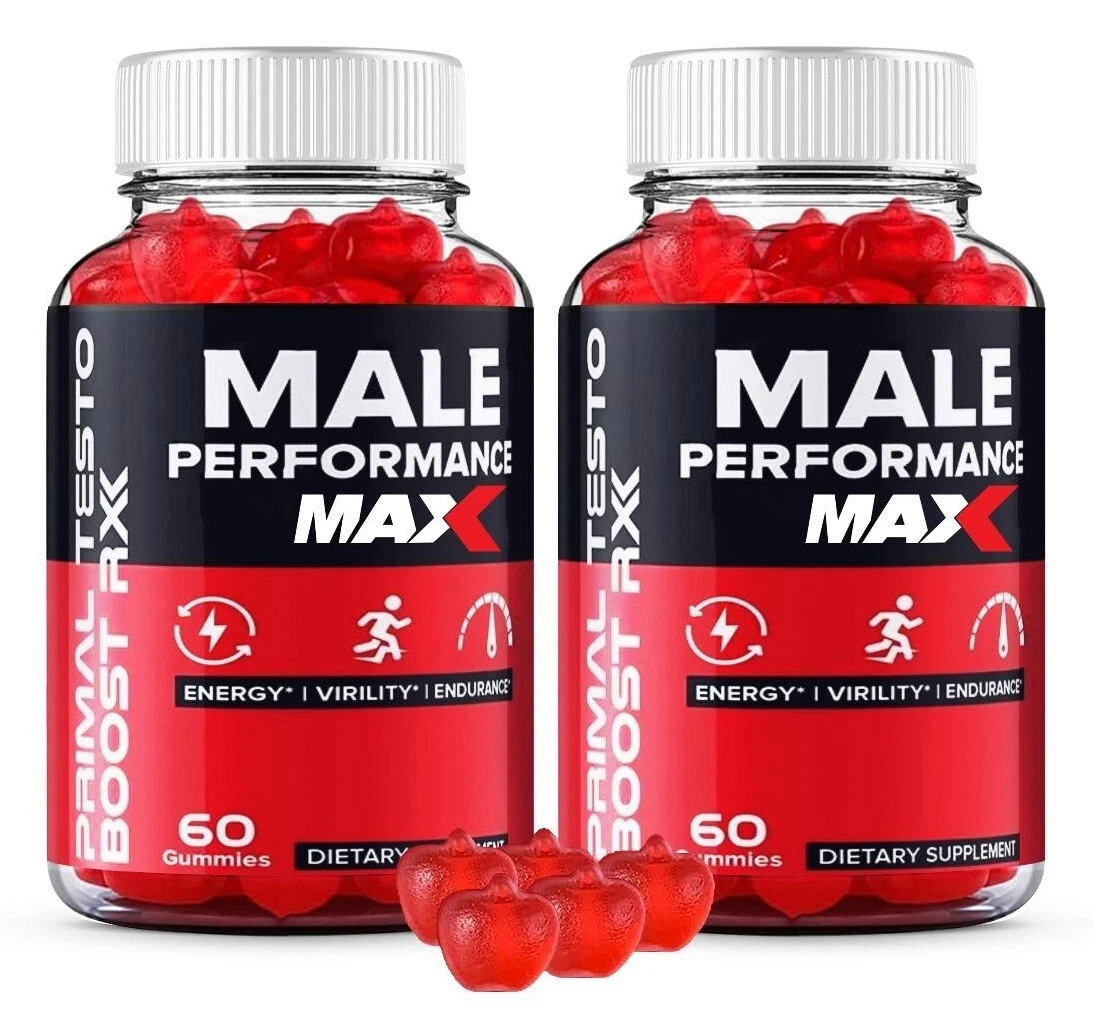 (2 Pack) Primal Testo Boost RX Gummies for Men - Male Performance Max Energy