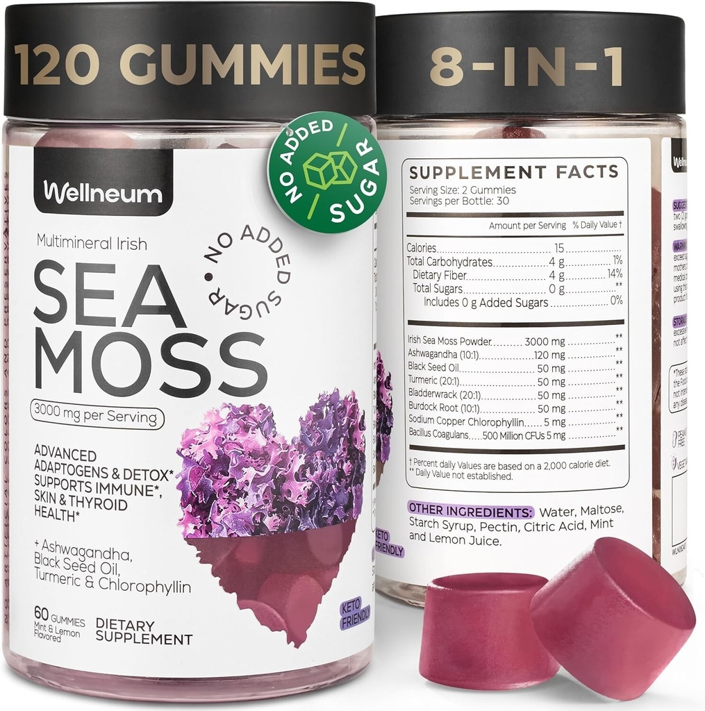 Sea Moss Gummies 3000 Mg Irish Sea Moss Supplement 120 Count Exp 14/06/2026