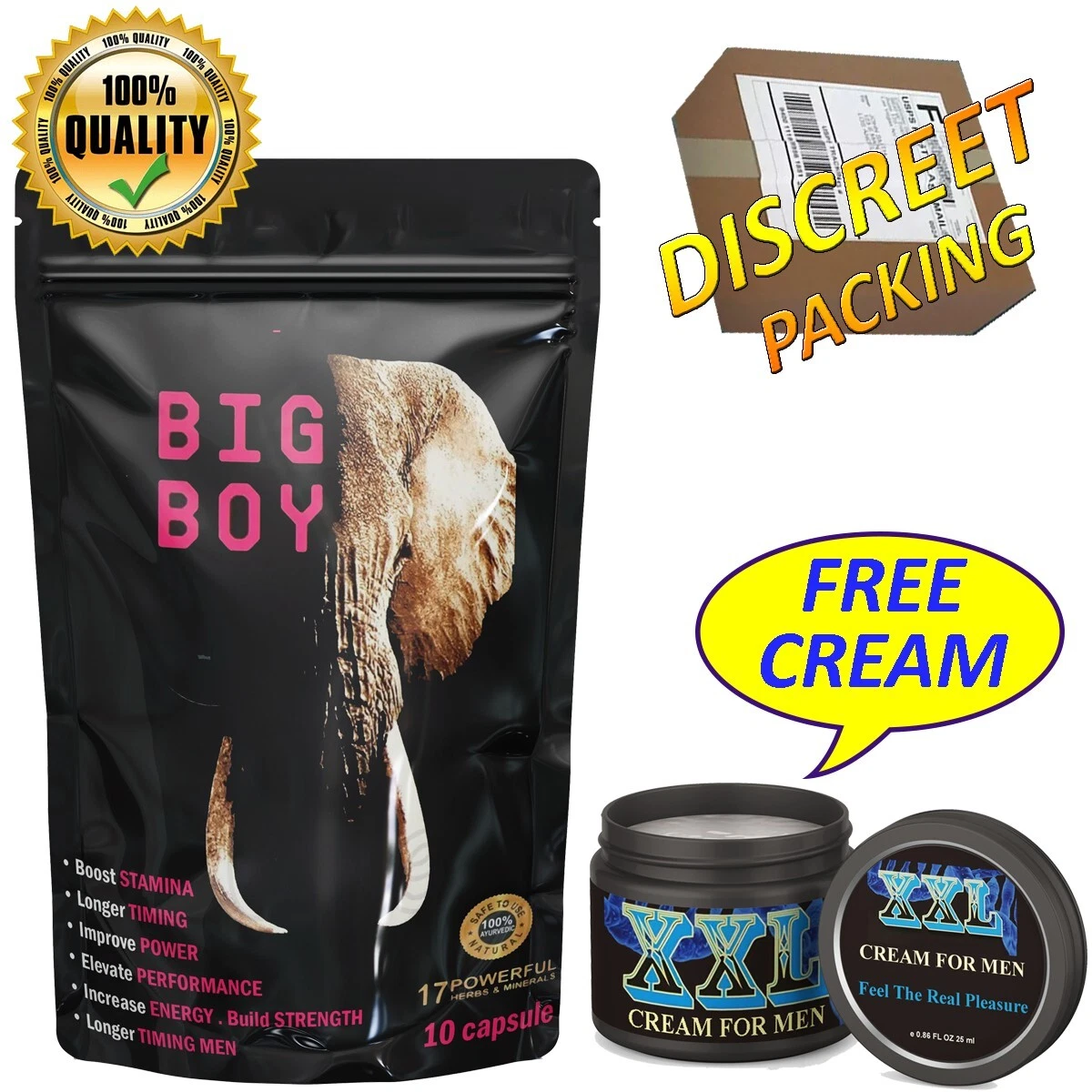 Herbal 10 Capsules!! Big Boy Male Performance Pills Support Men's Health 1 Pack