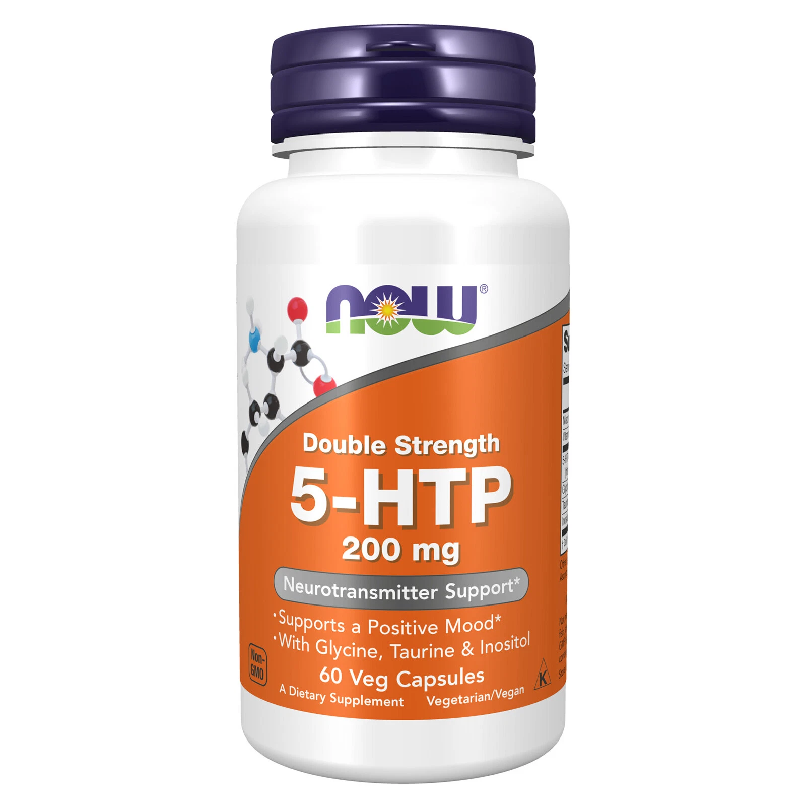 NOW FOODS 5-HTP Double Strength 200 mg 60 Veg Capsules