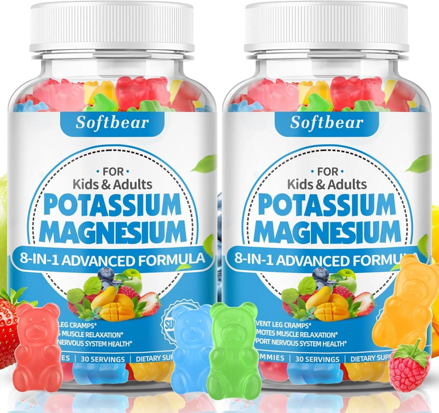 Sugar Free Potassium Magnesium Gummies for Adults Kids, High Absorption Potas