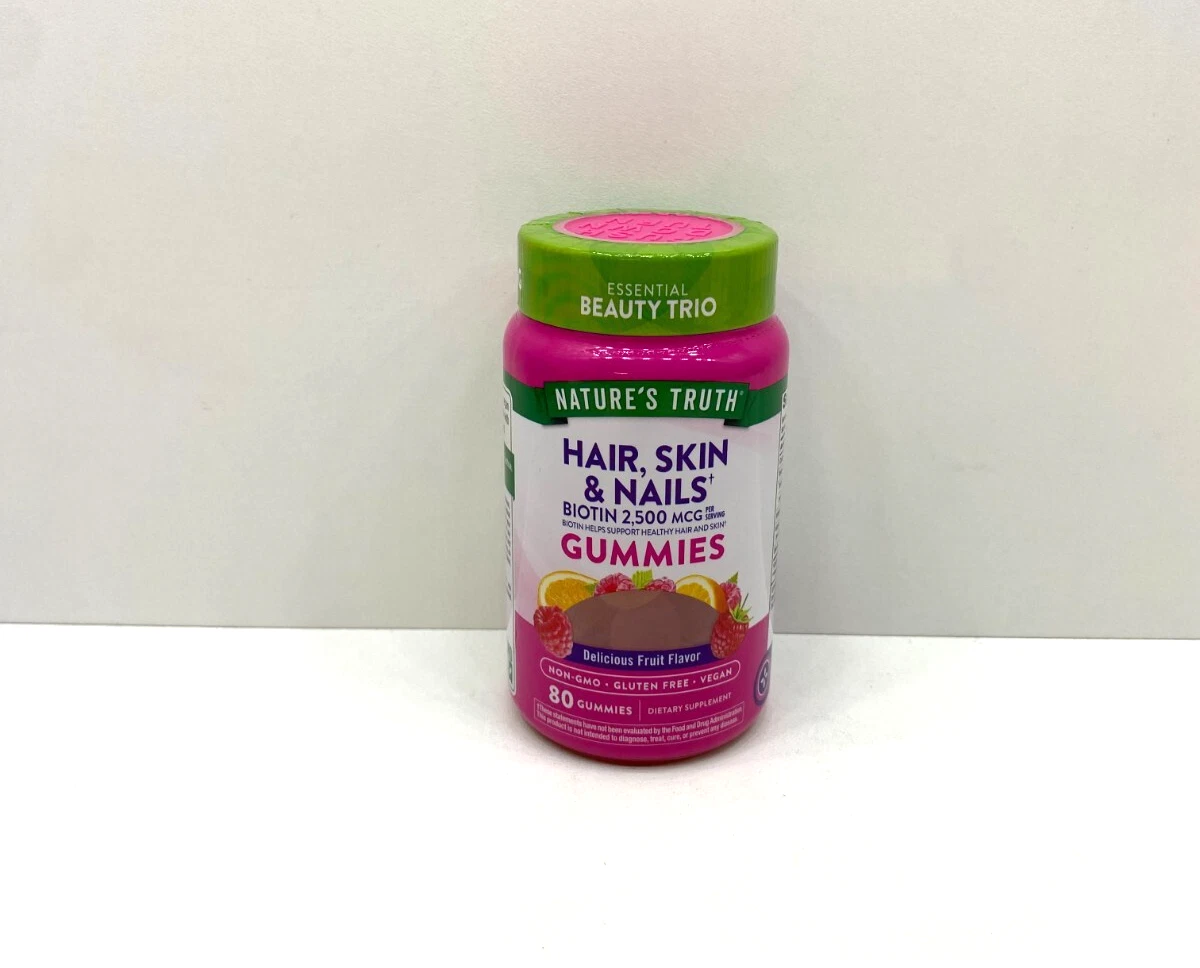 NEW Nature's Truth Hair Skin Nails Biotin 2500 MCG Gummies SEALED 07/2026
