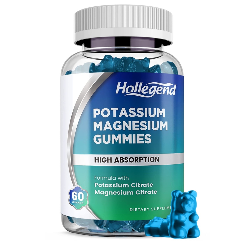 Potassium Magnesium Gummies for Leg Cramps, 60 Chewable Supplements