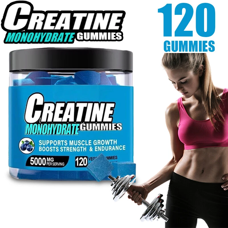 Creatine Monohydrate Gummies Boost Energy &Muscle Performance 120Count Women&Men