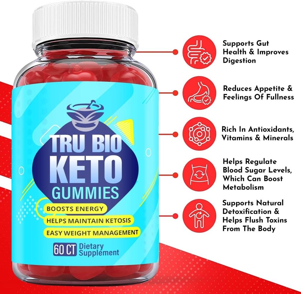 5 Pack - Tru Bio Keto ACV Gummies, Weight Loss, Appetite Suppressant-300 Gummies
