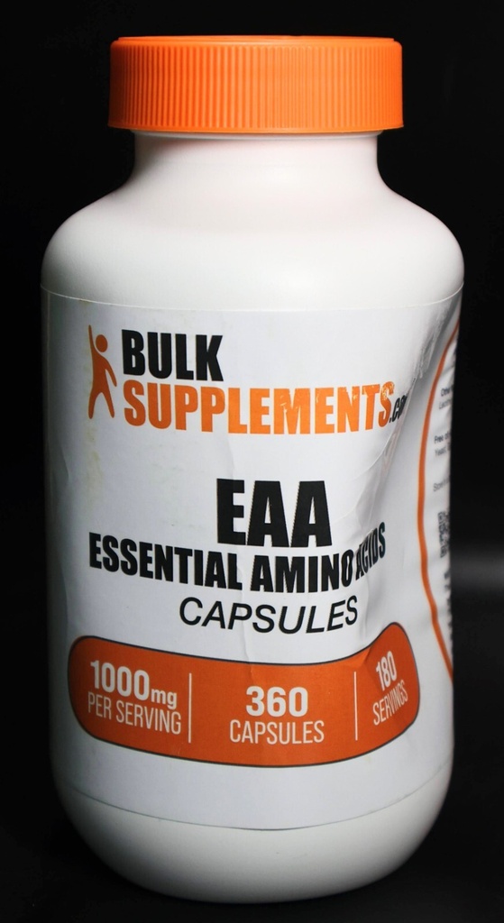 BulkSupplements.com EAA Essential Amino Acids Capsules, 360 Ct, EX: 9/30/2026