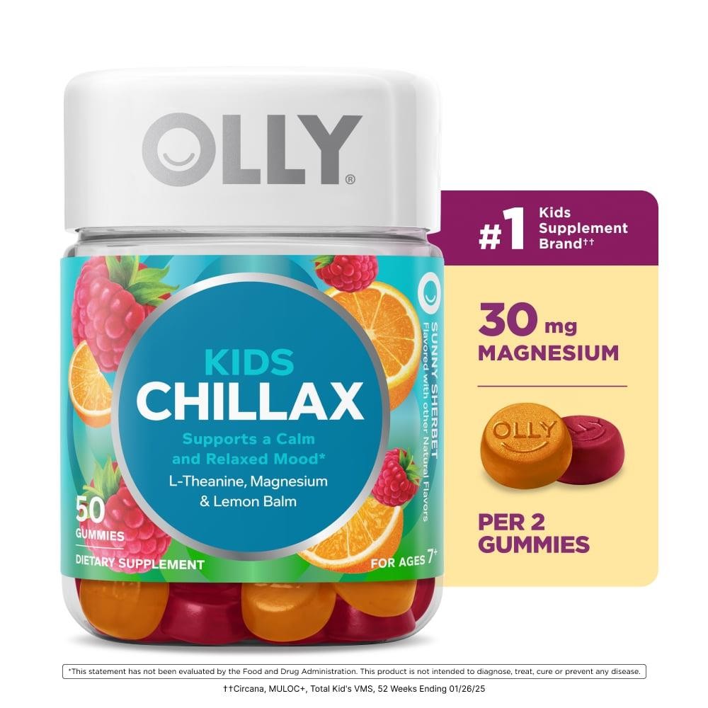 Olly Kids Chillax With Magnesium L-Theanine & Lemon Balm 50 Gummies Exp 8/26