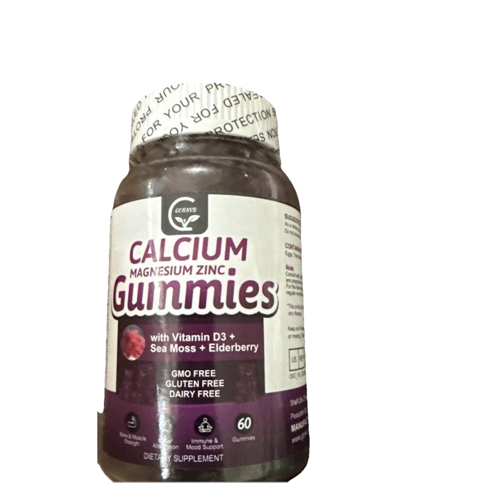 Calcium Magnesium Gummies Zinc + Sea Moss + Elderberry Vitamin D3 Gornvb 10/25