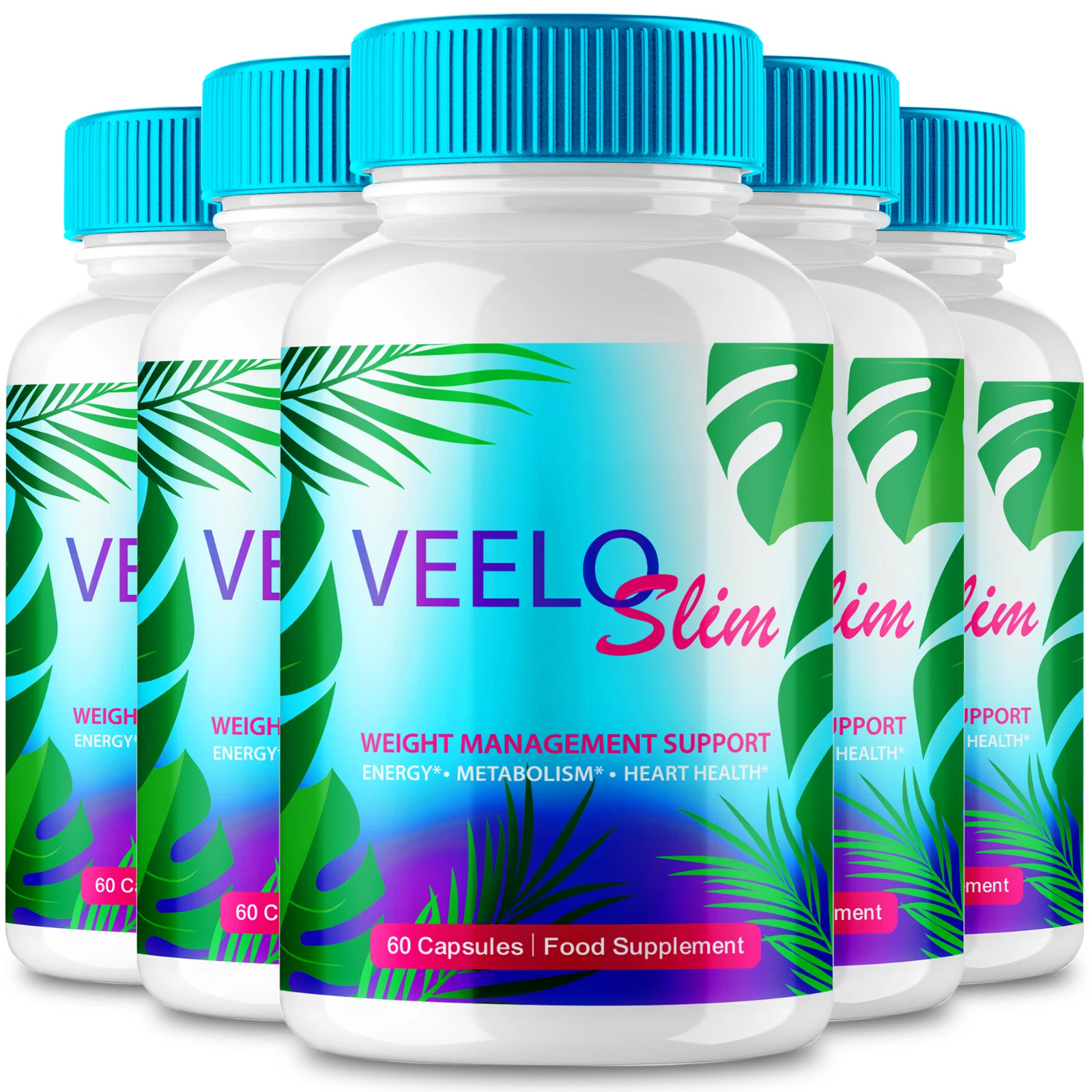 (5 Pack) VeeloSlim Capsules, Veelo Slim Weight Management Pills (300 Capsules)