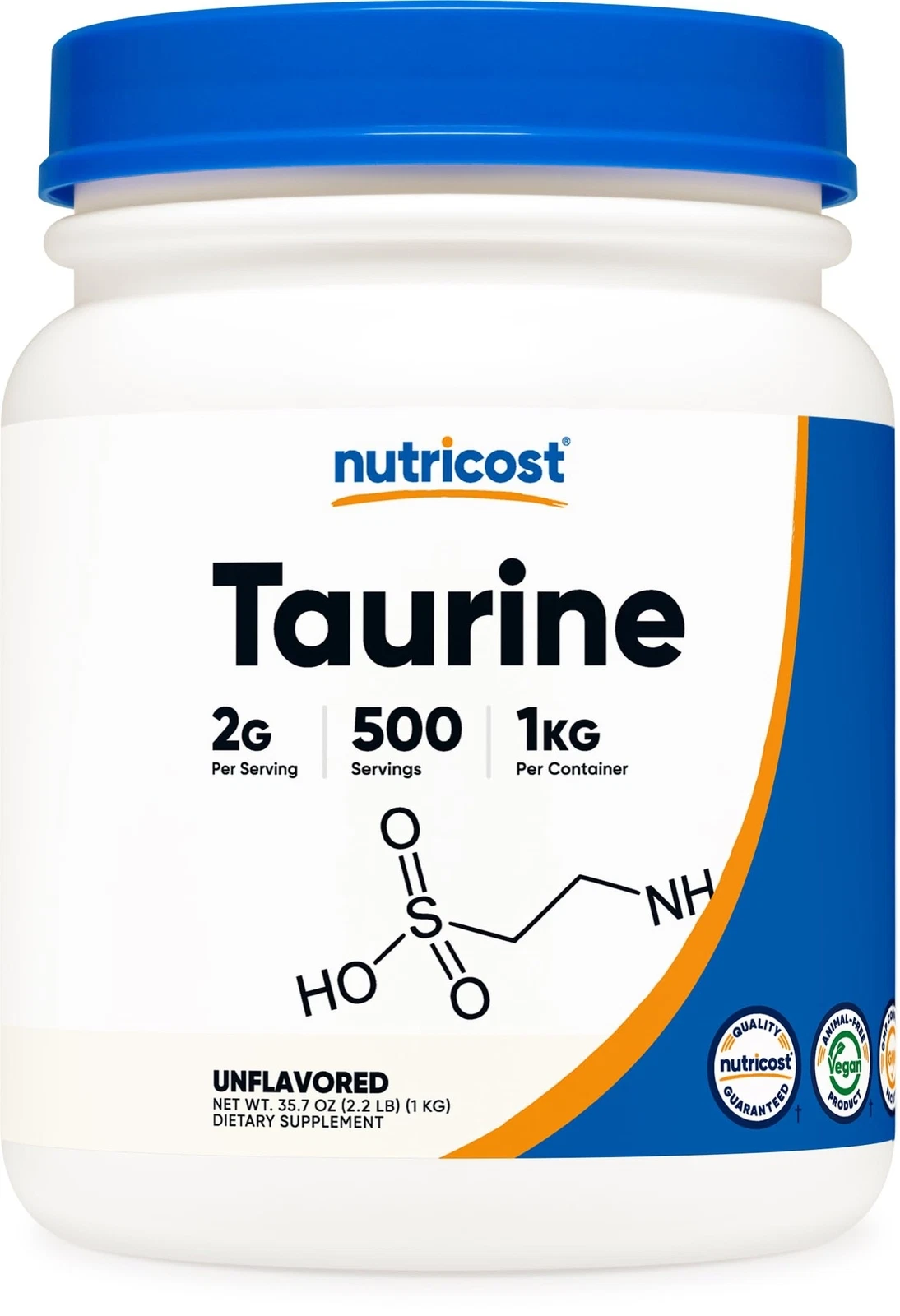 Nutricost Taurine Powder (1KG) - 500 Servings 500 Servings (Pack of 1)