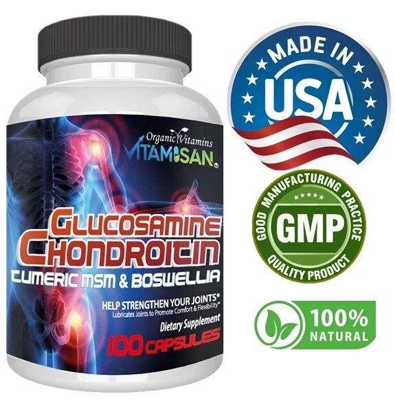 Glucosamine Chondroitin Turmeric MSM Boswellia 100 Capsules Non‑GMO 3045 mg