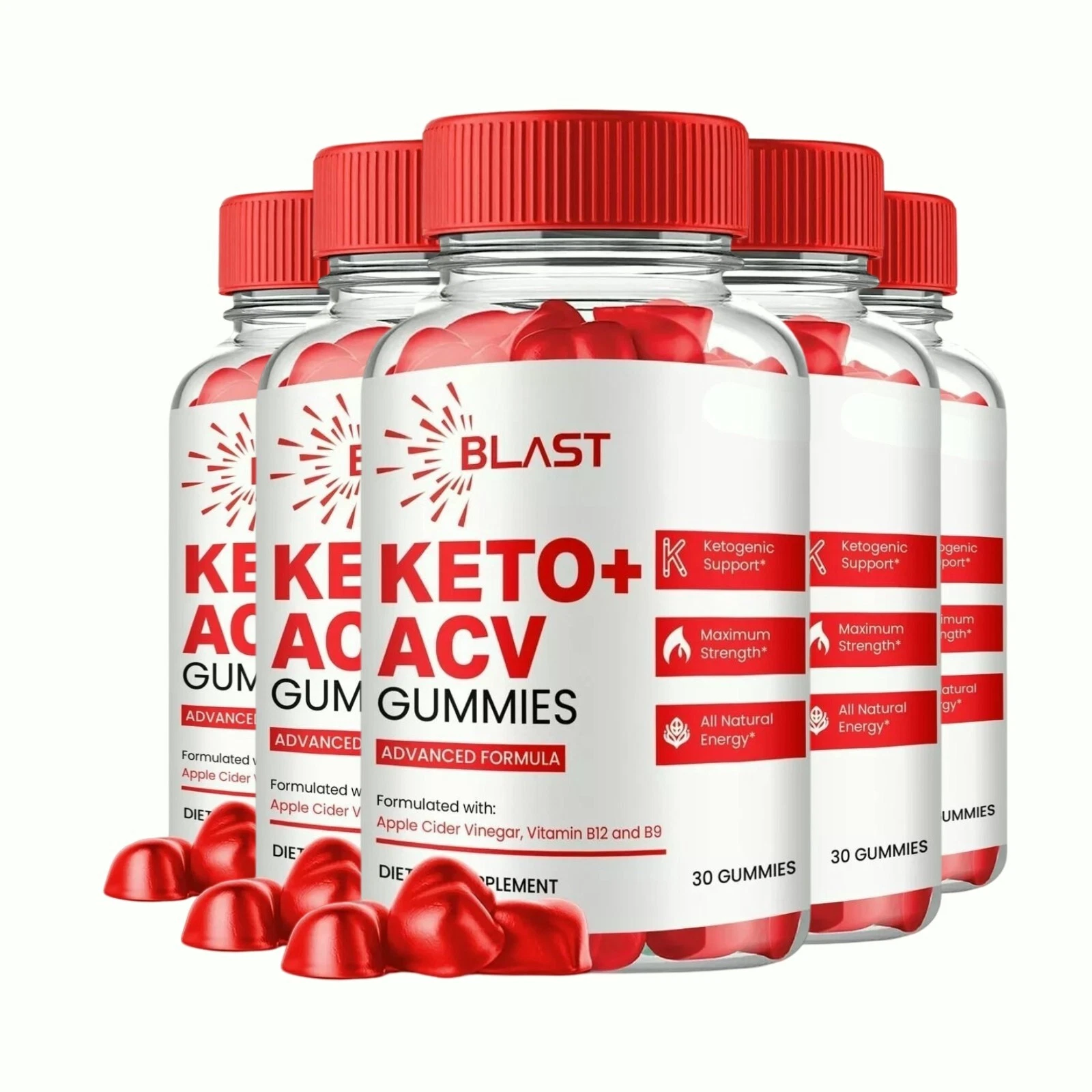 5-Pack Blast Keto ACV Gummies - Blast Keto Gummies for Weight Loss - 300 Gummies