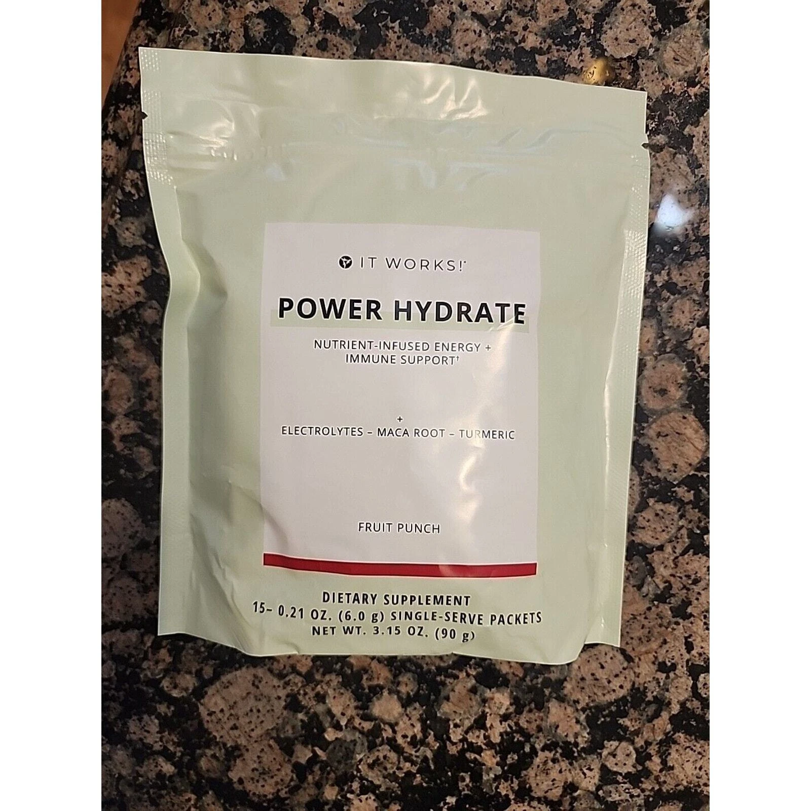 It Works! Power Hydrate Fruit Punch 15 Single Servings Factory Sealed Bag