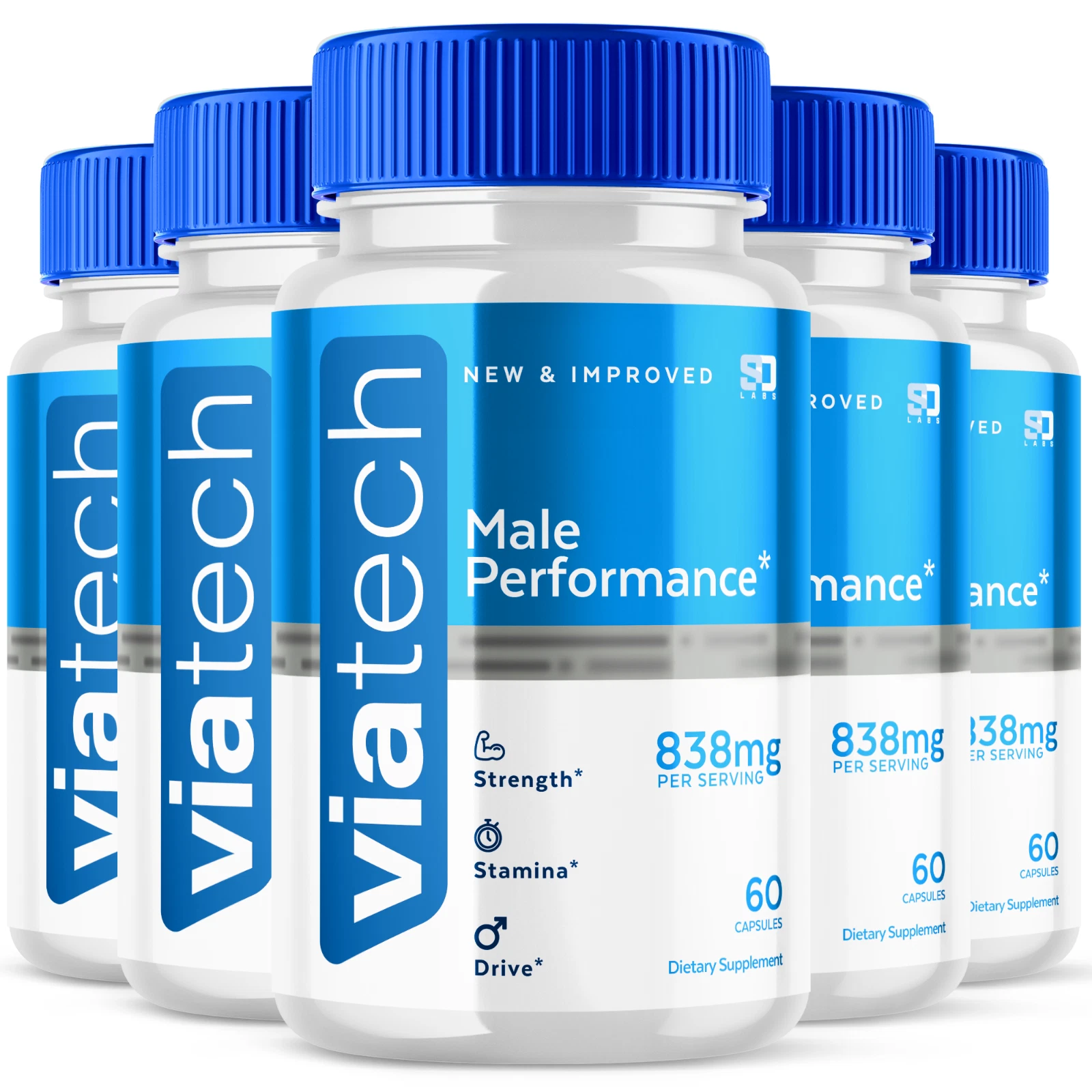 (5 Pack) Viatech Men Pills, Maximize Energy, Vitality & Stamina 300 Capsules