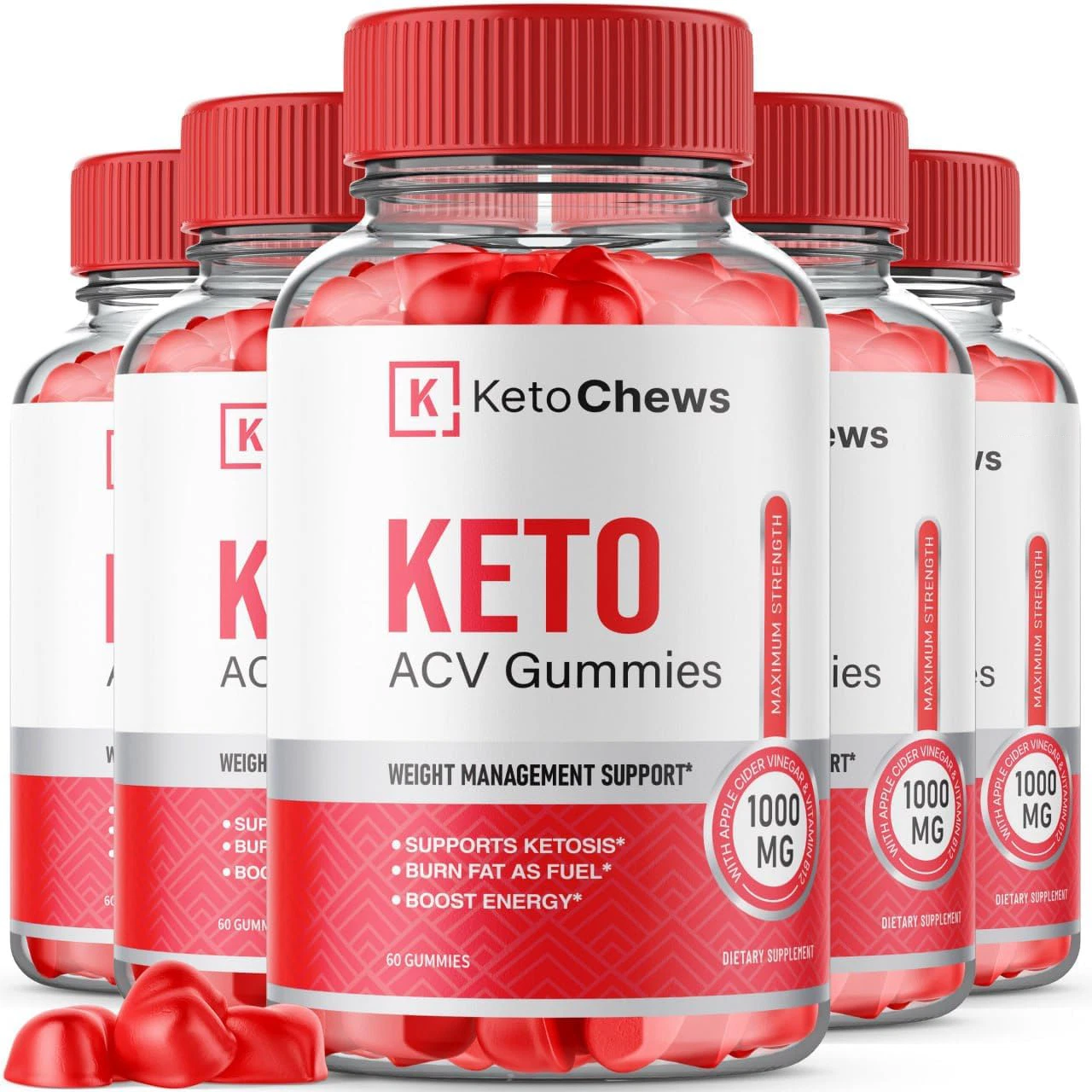 (5 Bottles) Keto Chews Gummies Official Weight Loss Keto Chews ACV