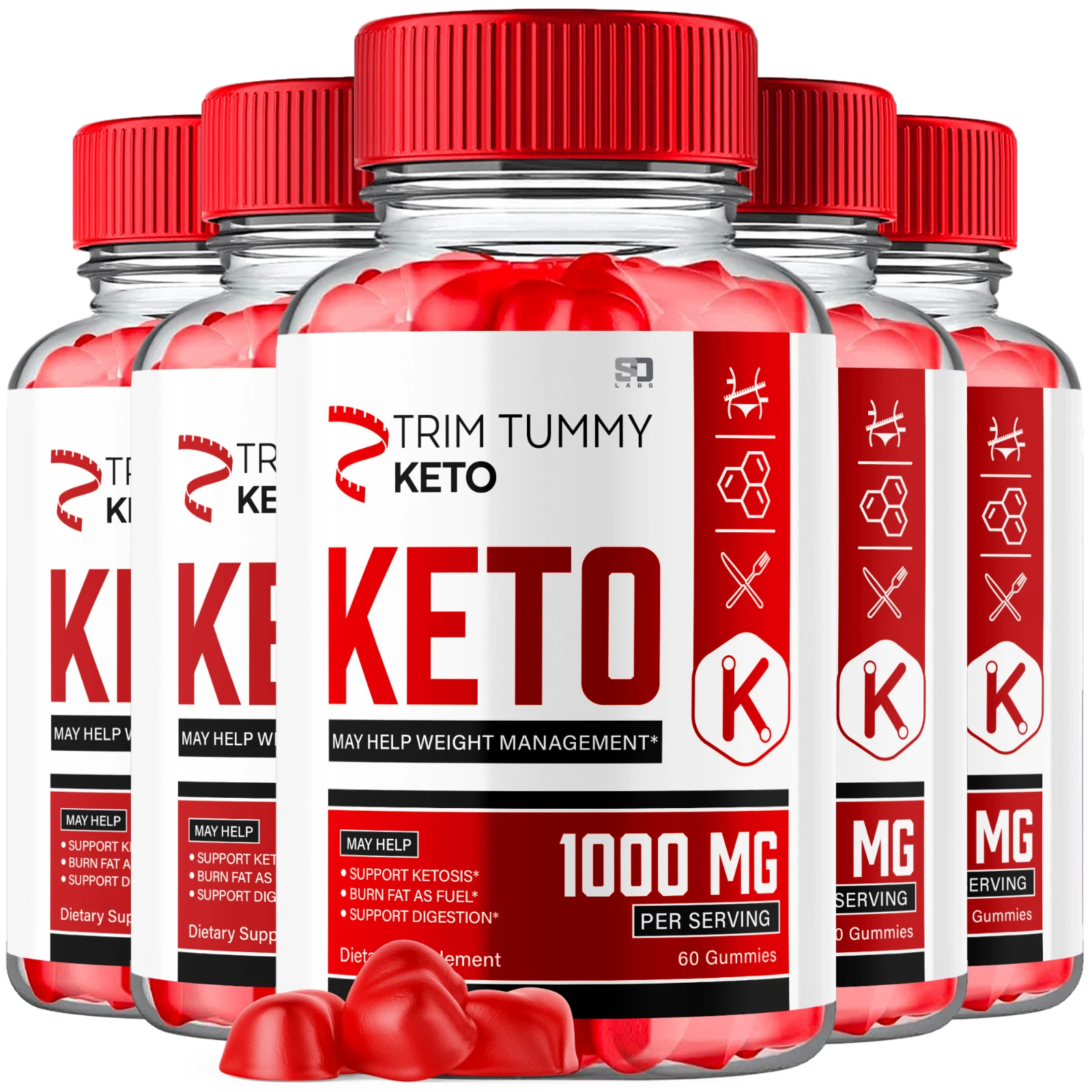 (5 Pack) Trim Tummy Keto, Trim Tummy Keto ACV Weight Loss Gummies (300 Gummies)