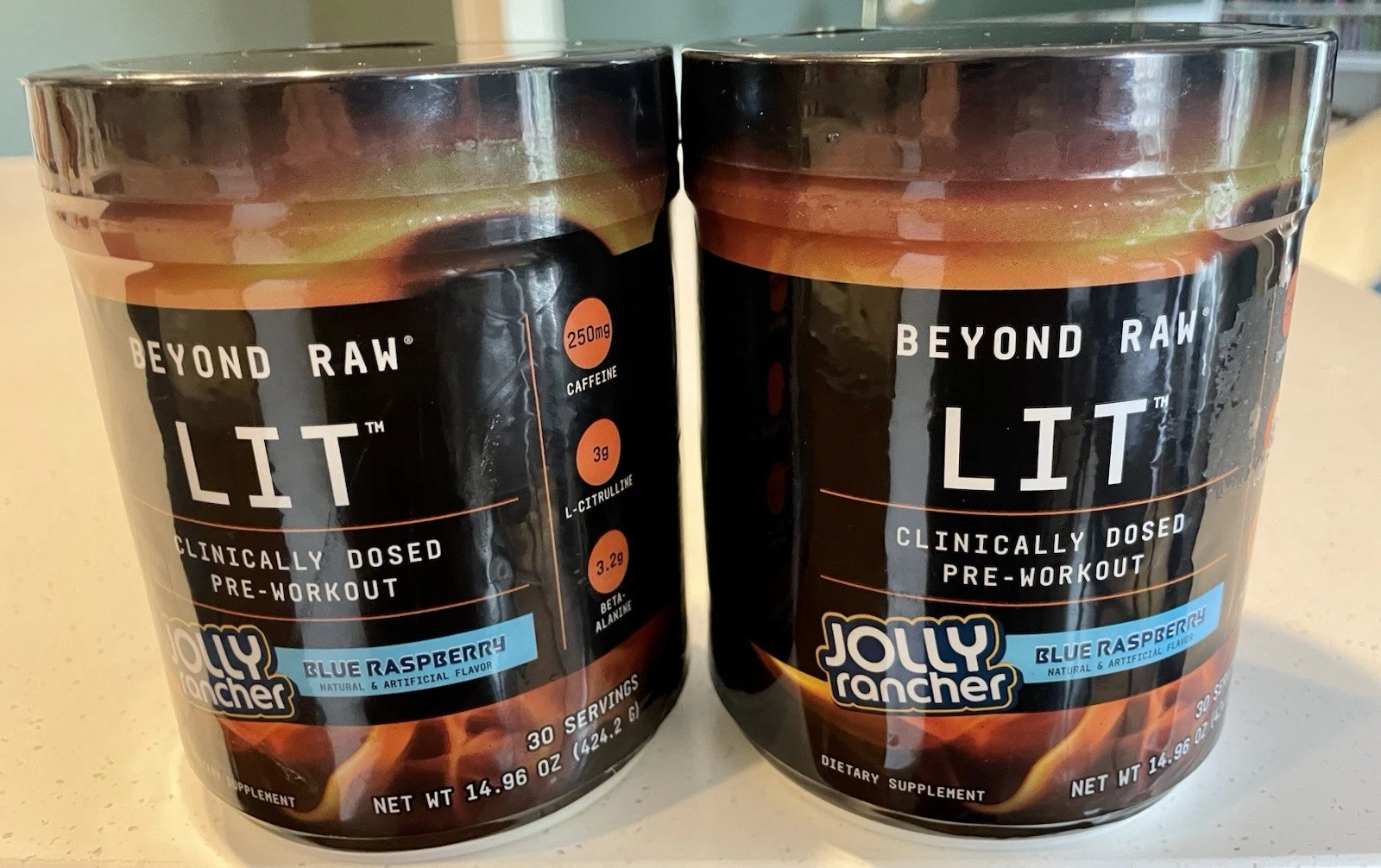 Beyond Raw Lit Pre-Workout Jolly Rancher Blue Raspberry 14.96 Oz Exp 3/26