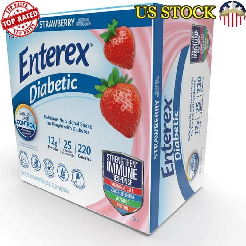 Diabetic Nutritional Shake Strawberry 8oz Gluten-free Low Glycemic Protein Fiber