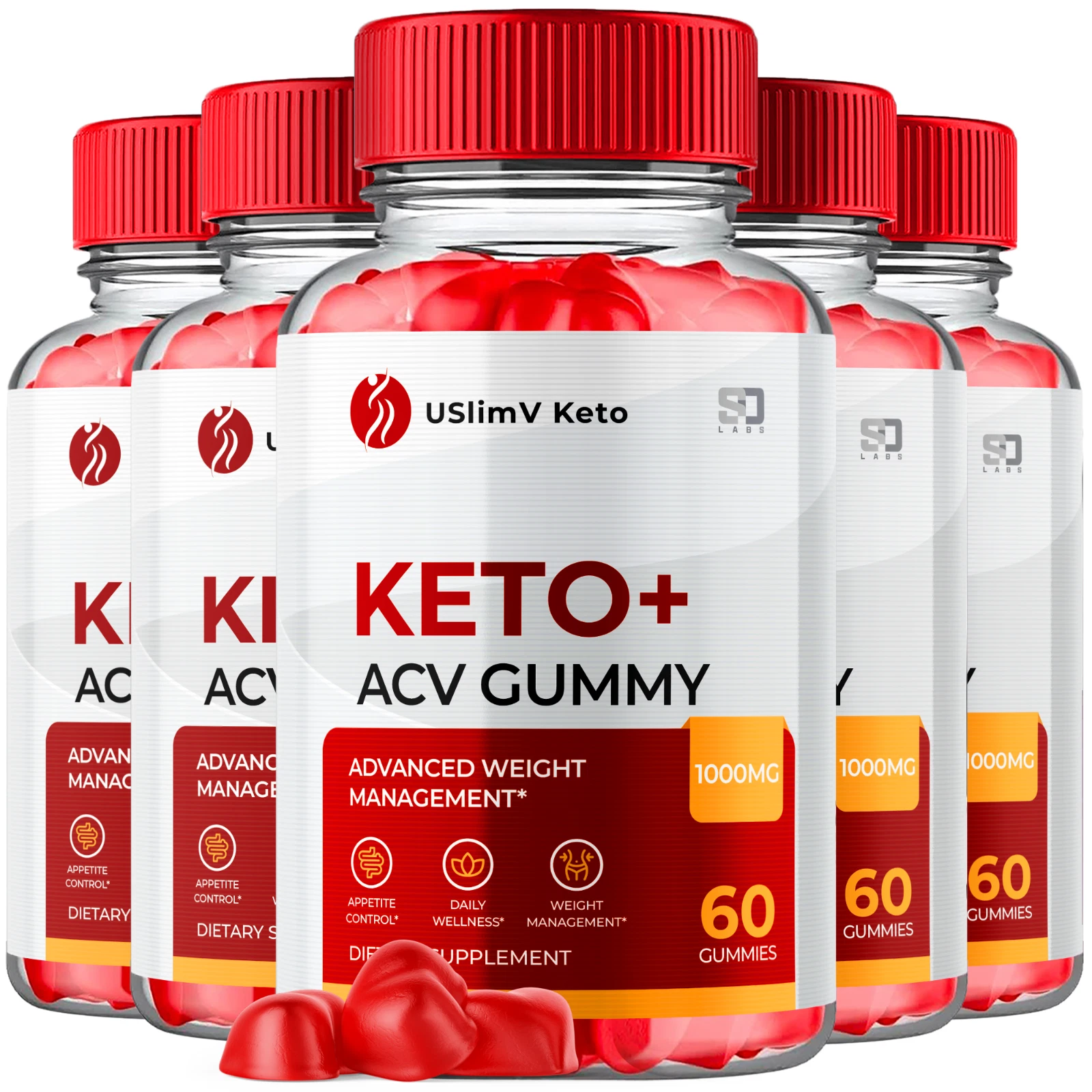 (5 Pack) USlimV Keto ACV, USlimV Keto ACV Gummies Weight Loss (300 Gummies)